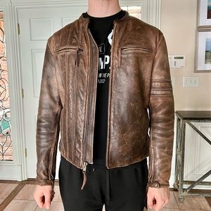 Distressed leather motorcycle jacket First Classics